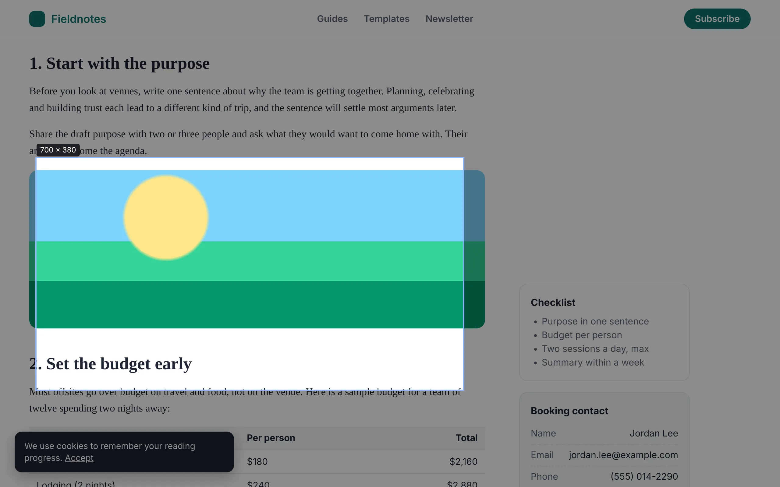 Selecting part of a web page: everything outside the dragged box is dimmed and the box shows its size.